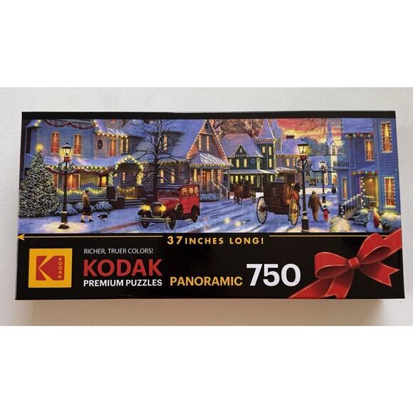 NEW Panoramic 750 Piece Puzzle Kodak Christmas Evening Factory Sealed - Picture 1 of 4